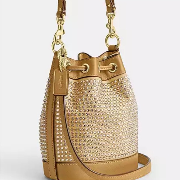 NWT COACH GOLD LEATHER MINI BUCKET BAG CROSSBODY BAG - Picture 9 of 10